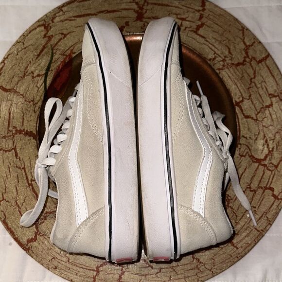 VANS Unisex Women’s 6 Ivory White Suede Leather Skateboard Sneakers - Picture 5 of 8